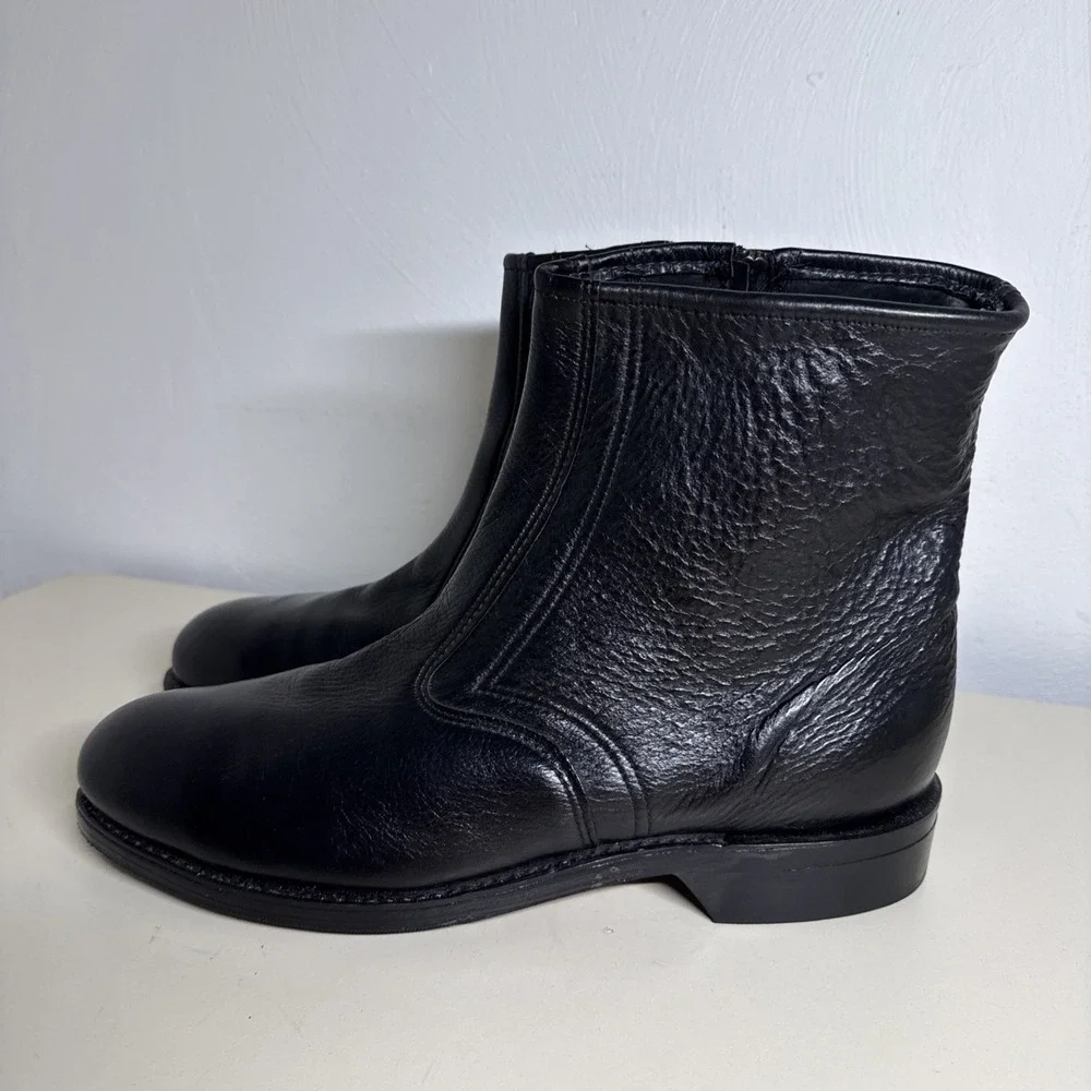 Iron Age Biker Boots Mens Sz 10,5 D Black Leather Side Zip Steel Toe Work Shoes
